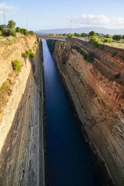 Διώρυγα Κορίνθου Διώρυγα Αυτή Συνδέει Τον Κορινθιακό Κόλπο Στο Ιόνιο — Φωτογραφία Αρχείου