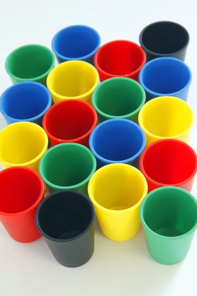 Olika hink potten färg plast — Stockfoto