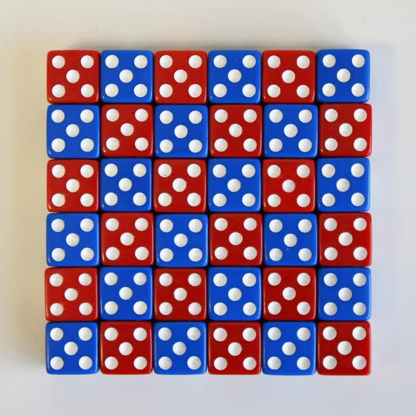 Wuerfel Spiel game play dice rot blau number — Stock Photo, Image