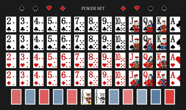 Poker Set Mit Isolierten Karten Auf Grünem Hintergrund Poker Spielkarten — Stockvektor