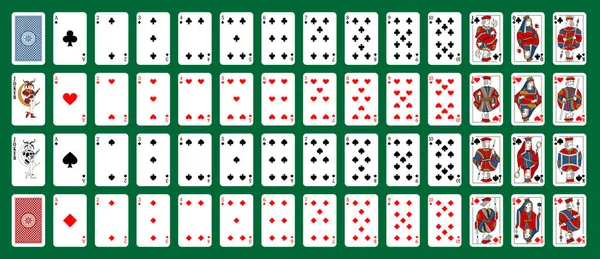 扑克集与孤立的卡片灰色背景 扑克扑克牌 满满的牌 新设计的扑克牌 — 图库矢量图片