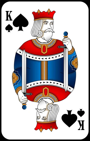 Poker Jugando Las Palas Del Rey Cartas Nuevo Diseño Naipes — Vector de stock