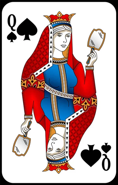 Королева Покера Пики Новый Дизайн Игральных Карт — стоковый вектор