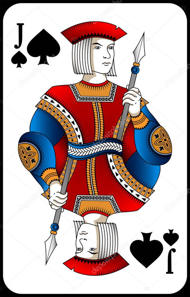 Poker playing card jack spades. New design of playing cards.