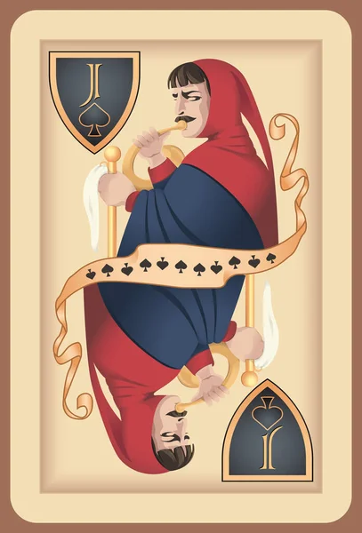 Clásico Juego Cartas Jack Spades — Vector de stock