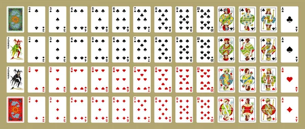 Kart oynamak, basitleştirilmiş versiyon. İzole edilmiş kartlarla poker seti. Poker kartları, tam deste.
