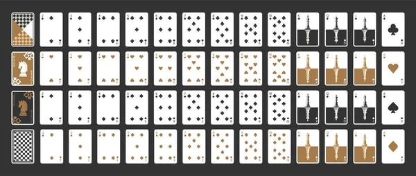 Schachspielkarten Pokerset Mit Isolierten Karten Auf Schwarzem Hintergrund Spielkarten Mit Stockvektor