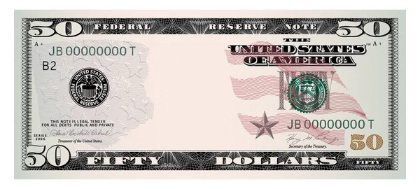 Amerikan Doları 50 banknot - Amerikan Doları nakit para beyaz arka planda izole. Vektör illüstrasyonu