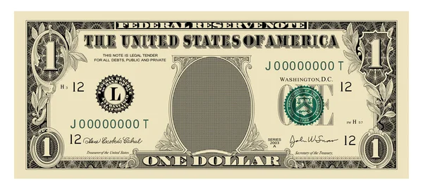 1美元钞票 美元钞票现金 独立于白人背景 矢量说明 — 图库矢量图片