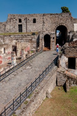 Dış duvarlar Pompei, İtalya'nın ünlü antik kalıntıları. Pompei