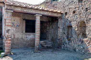 Casa di apollo Pompeii İtalya kalıntıları. Pompeii destroye yapıldı.
