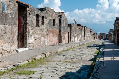 Kalıntıları evleri ve sokakları Pompeii İtalya. Pompeii dest yapıldı.