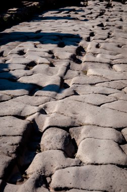 Pompeii İtalya'nın eski sokak ayrıntıları. Pompeii destroye yapıldı.