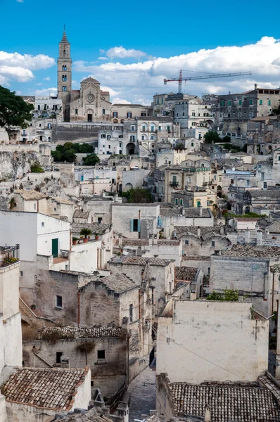 Widok w miejscowości Sassi di Matera z Piazza Vittorio Veneto — Zdjęcie stockowe