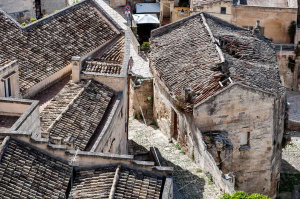 Vieux toits dans l'ancienne Sassi di Matera — Photo