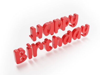 Beyaz arkaplan 3d illüstrasyonunda Mutlu Yıllar kelimesi