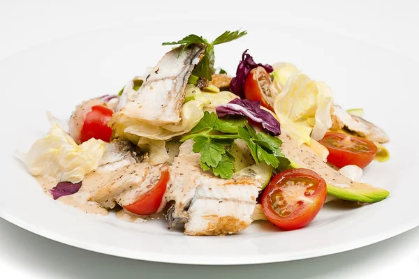 The fresh salad with avocado and smoked eel — Stock Photo, Image