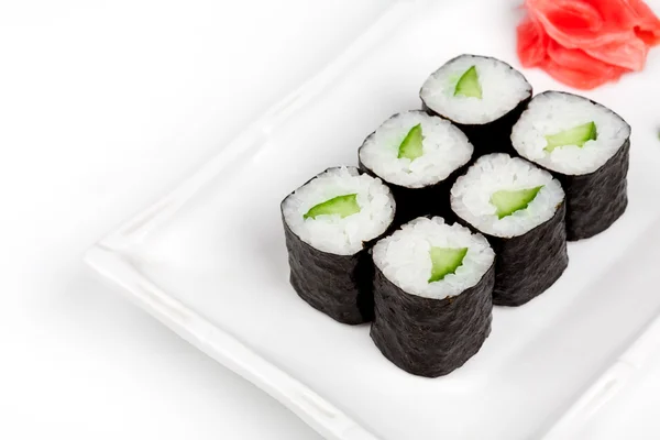 Sushi roll with cucumber and cheese. — Stock Photo, Image