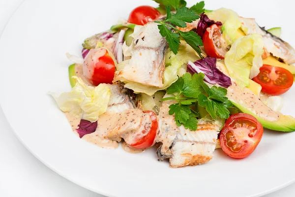 The fresh salad with avocado and smoked eel — Stock Photo, Image