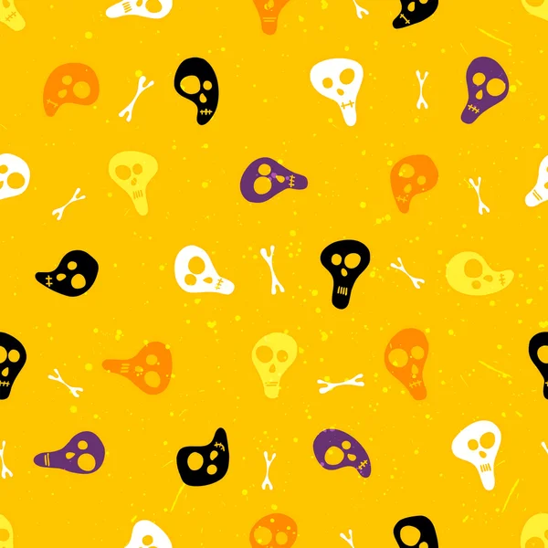 Halloween seamless pattern with skulls and bones. — Stock Vector