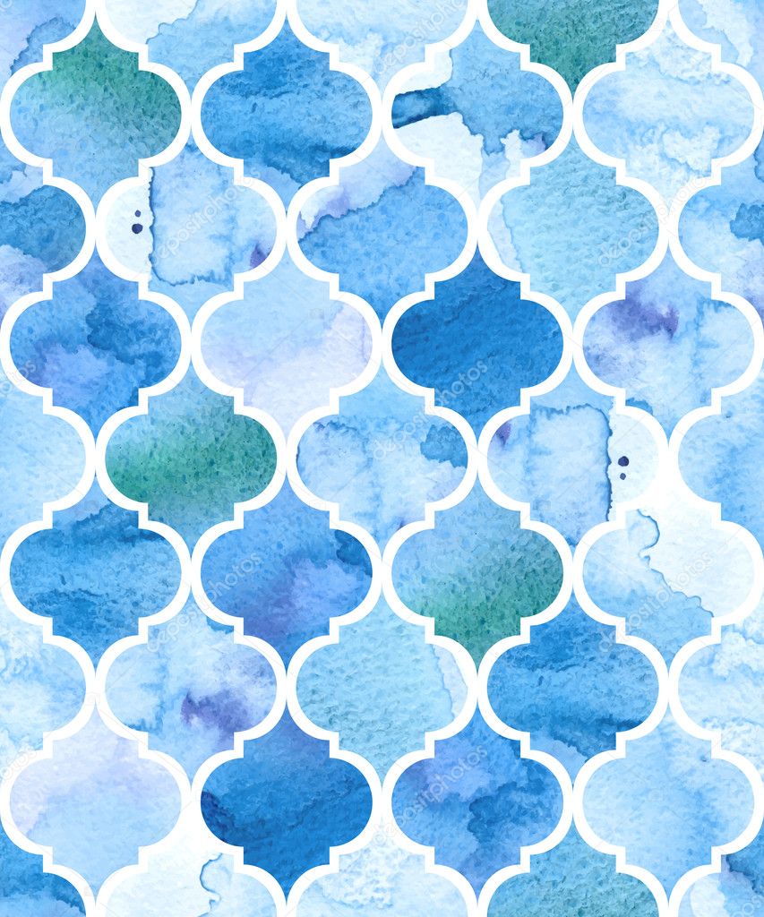 Watercolour moroccan background. Seamless vector pattern.