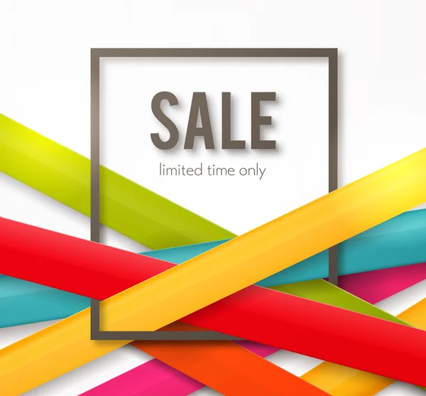 Sale background with frame and colorful ribbons — Stock Vector