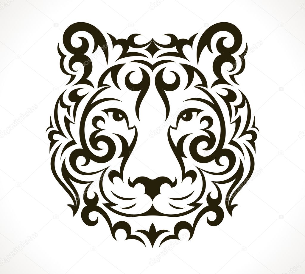 Tiger tattoo illustration isolated on white background. EPS 10 vector