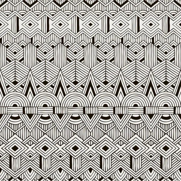 Sin fisuras patrón tribal vector. Fondo dibujado a mano. — Vector de stock