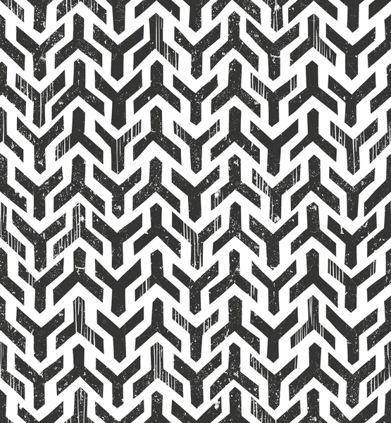 Dibujado a mano patrón tribal monocromo. Fondo geométrico primitivo en estilo grunge . — Vector de stock