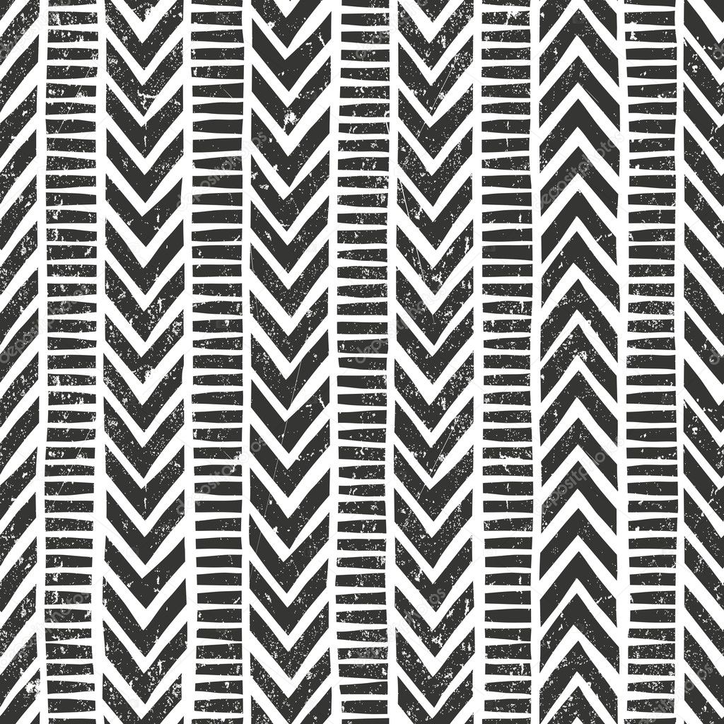 Vector hand drawn tribal pattern. Seamless geometric background with grunge texture.