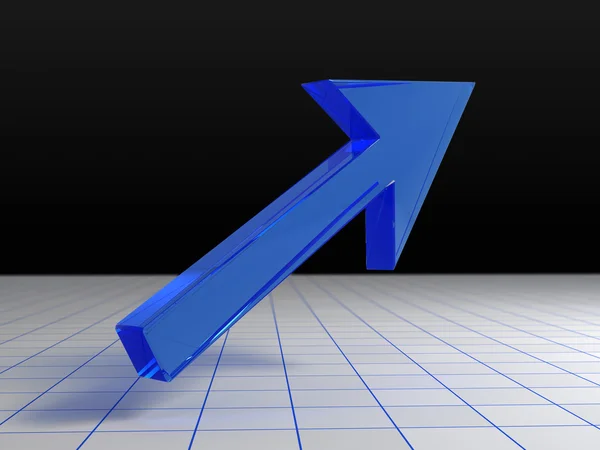 3D ok biçiminden gökyüzünde mavi cam