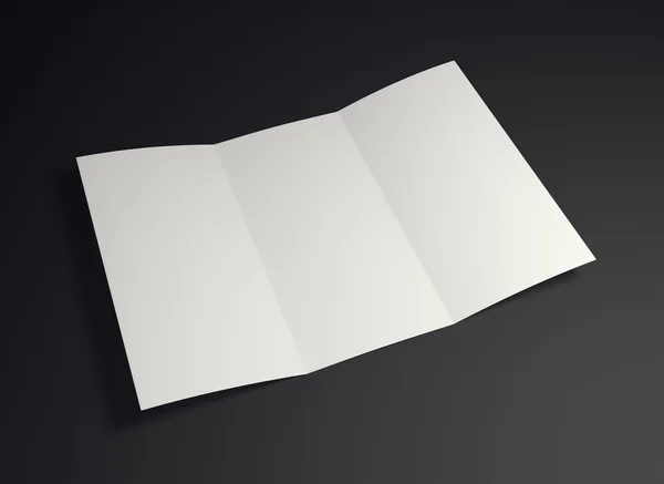 Maquette papier plié blanc sur fond noir — Photo