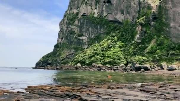 Der Vulkan Ilchulbong Ansicht Von Unten Jeju Island Korea — Stockvideo