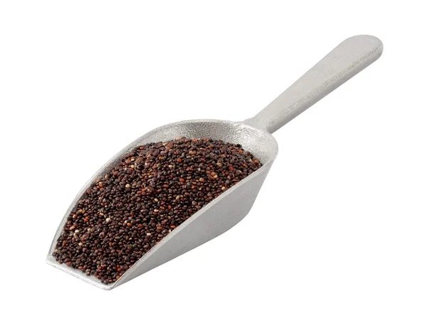 Svart Quinoa i en gjuten aluminium Scoop Stockfoto