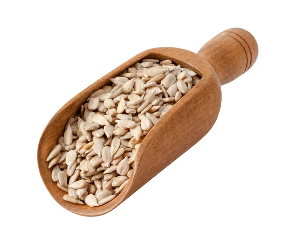 Sunflower Seeds in a Wooden Scoop — Stock Photo, Image