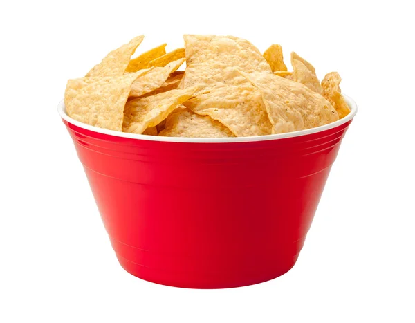 Tortilla Chips en un tazón rojo — Foto de Stock