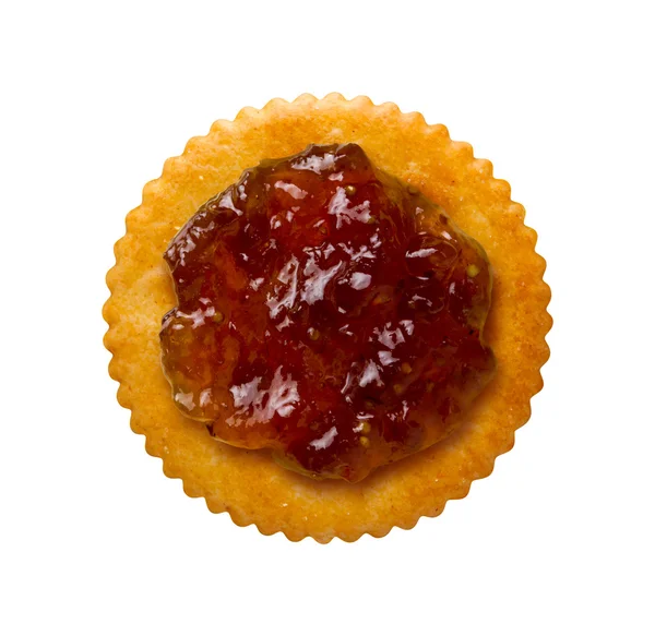 Fig. Espalhe em um biscoito redondo — Fotografia de Stock