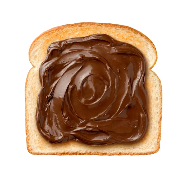 Schokoladenaufstrich auf Toast Stockbild