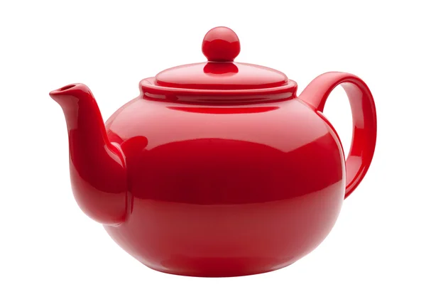 Rote Teekanne aus Keramik — Stockfoto
