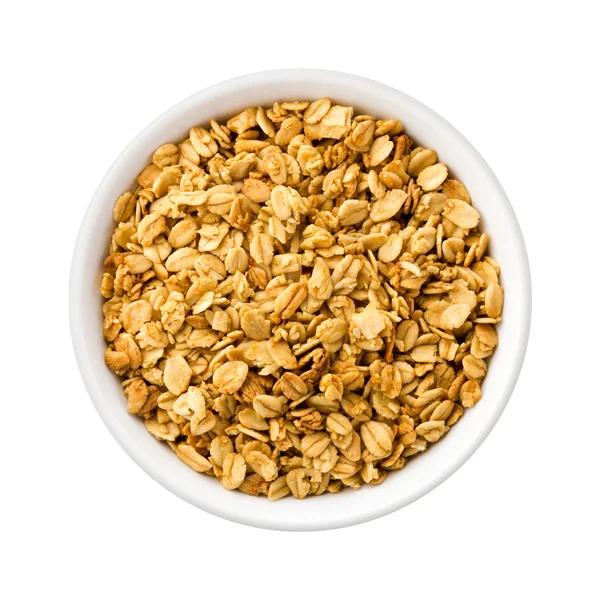 Nootachtige Granola in een keramische kom — Stockfoto