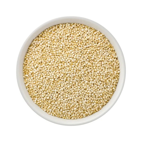 White Pearl Quinoa i en keramikskål Stockfoto