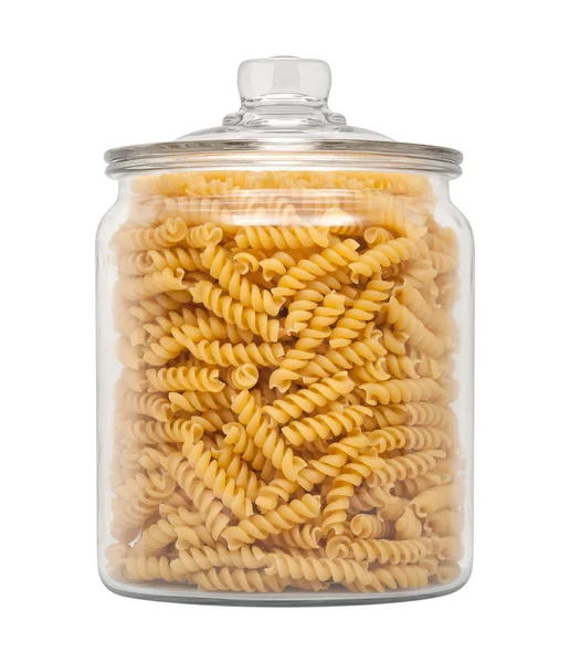 Rotini Pasta in een glazen pot voor apotheker — Stockfoto