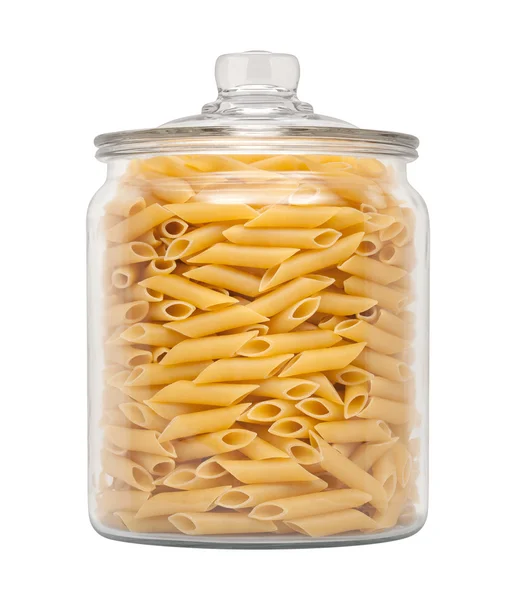 Mostaccioli Pasta in a Glass Apothecary Jar Stock Photo