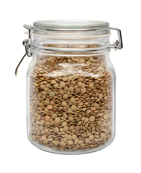 Lentils in a Glass Canister Royalty Free Stock Photos