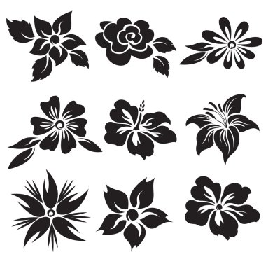 Картина, постер, плакат, фотообои "векторный набор черно-белых цветов. постеры картины черно ирисы лилии ван гог", артикул 60538227