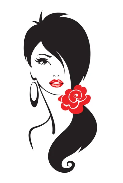 Ilustración en blanco y negro de mujer elegante — Vector de stock