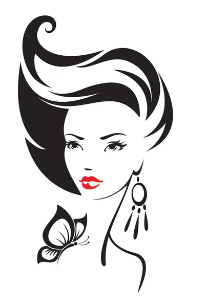 Ilustración en blanco y negro de mujer elegante — Vector de stock