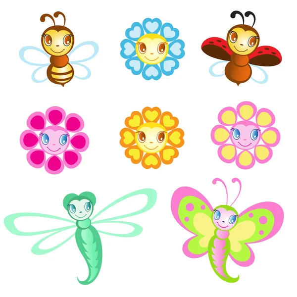 Conjunto vectorial de insectos Merry — Archivo Imágenes Vectoriales