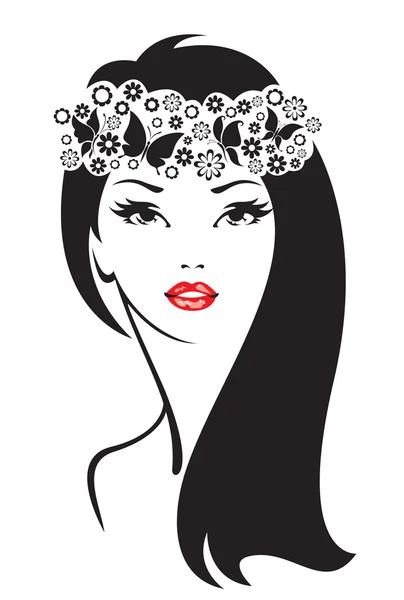 Illustration en noir et blanc de femme élégante . — Image vectorielle