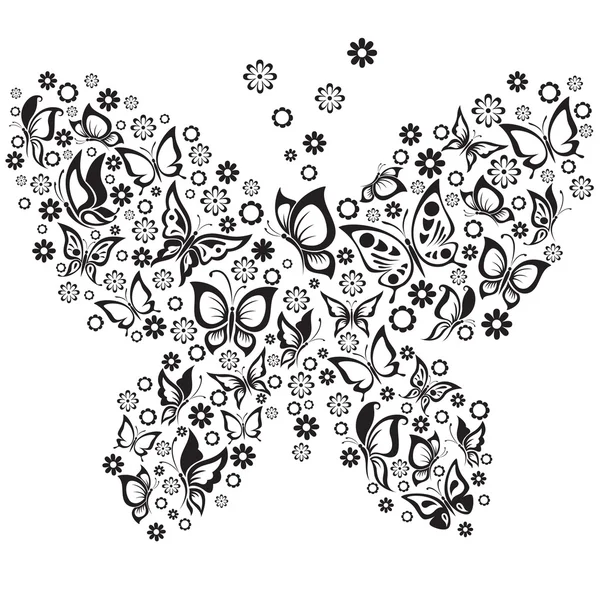 Vektor Illustration av svarta och vita fjärilar Royaltyfria Stockvektorer